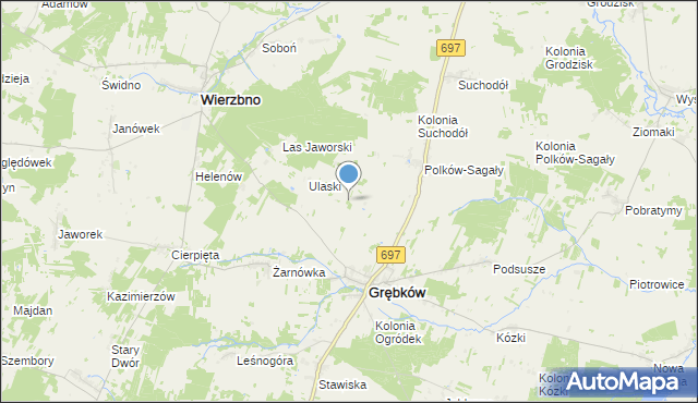 mapa Kolonia Grębków, Kolonia Grębków na mapie Targeo